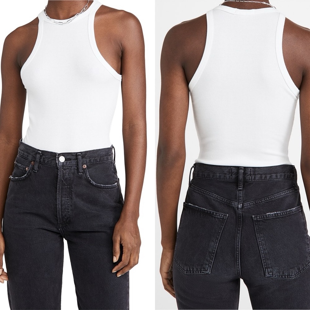 AGOLDE Rianne Thong Bodysuit in White